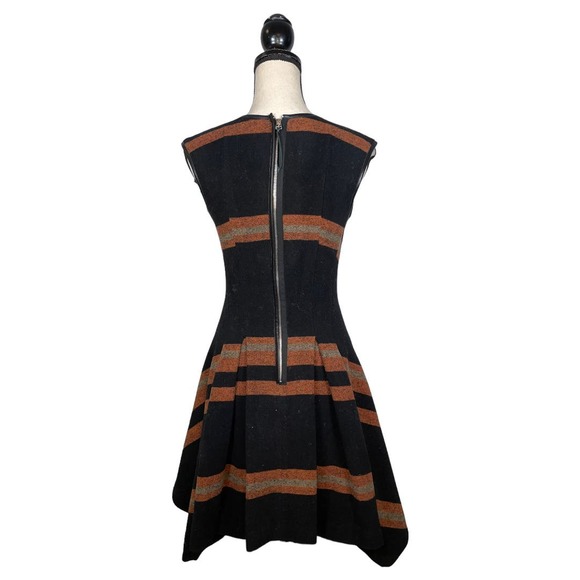 NEW $545  Morgan Carper Mc Vao Wool Blend Black Orange Dress        Size: 4 - Picture 3 of 4